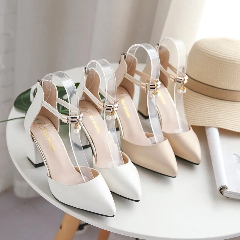 Summer Women's Shoes Pointed Toe PumpsDress High Heels Boat Wedding Tenis Feminino Side with Sandals Zapatos Mujer Wedding 2024