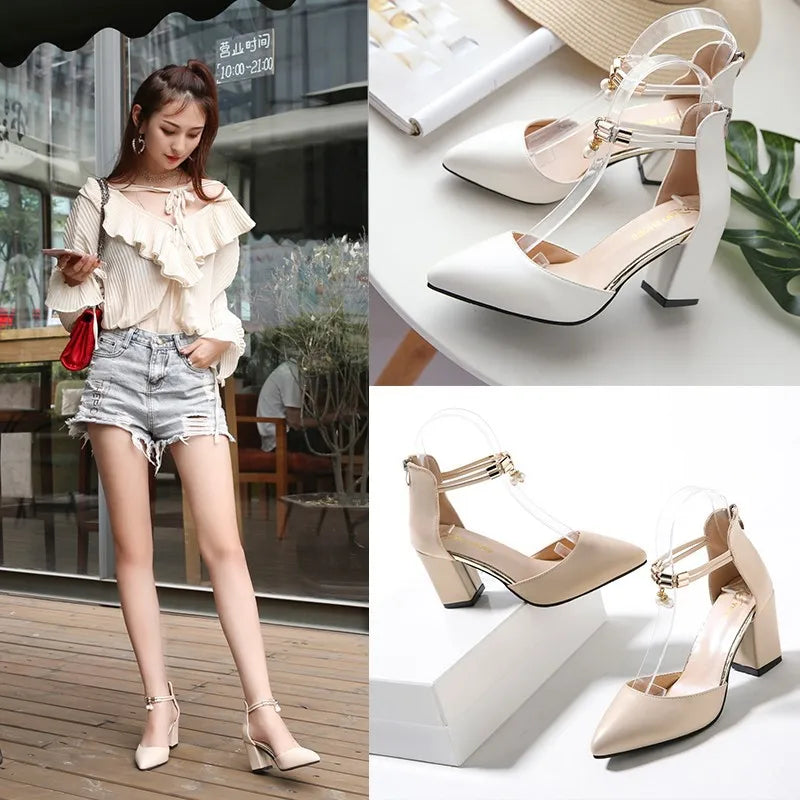 Summer Women's Shoes Pointed Toe PumpsDress High Heels Boat Wedding Tenis Feminino Side with Sandals Zapatos Mujer Wedding 2024