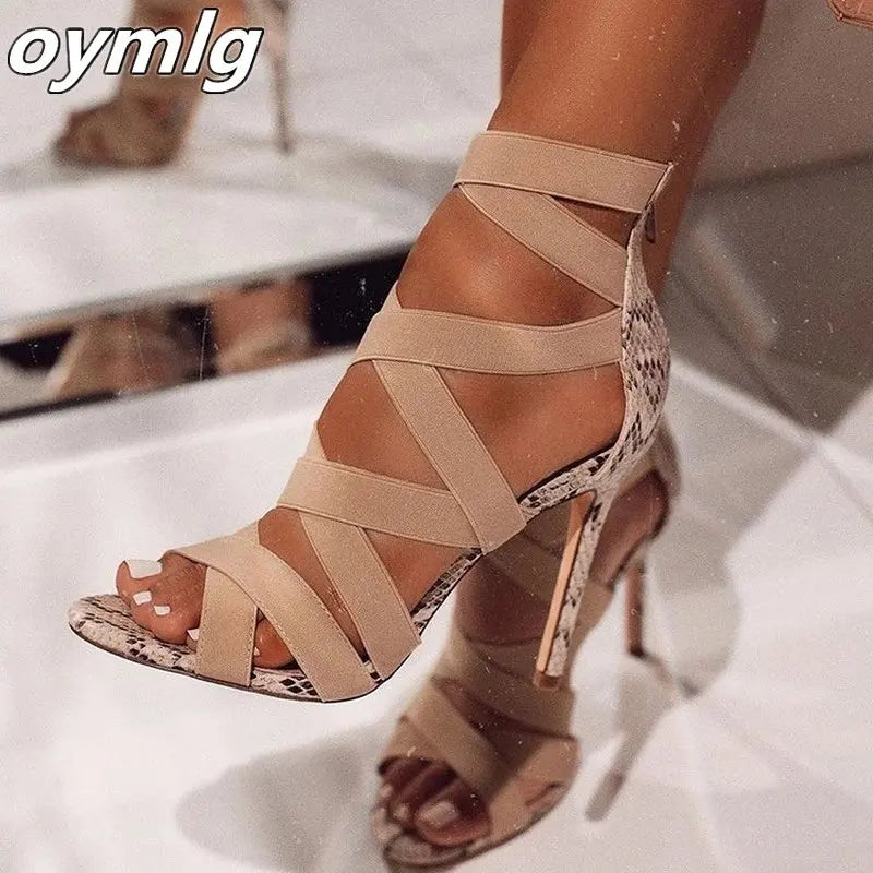 Women Sandal High Heels Gladiator Ankle Strap Sandals 2020 Summer Ladies Party Pumps Shoes Sandalia Feminina Big Size