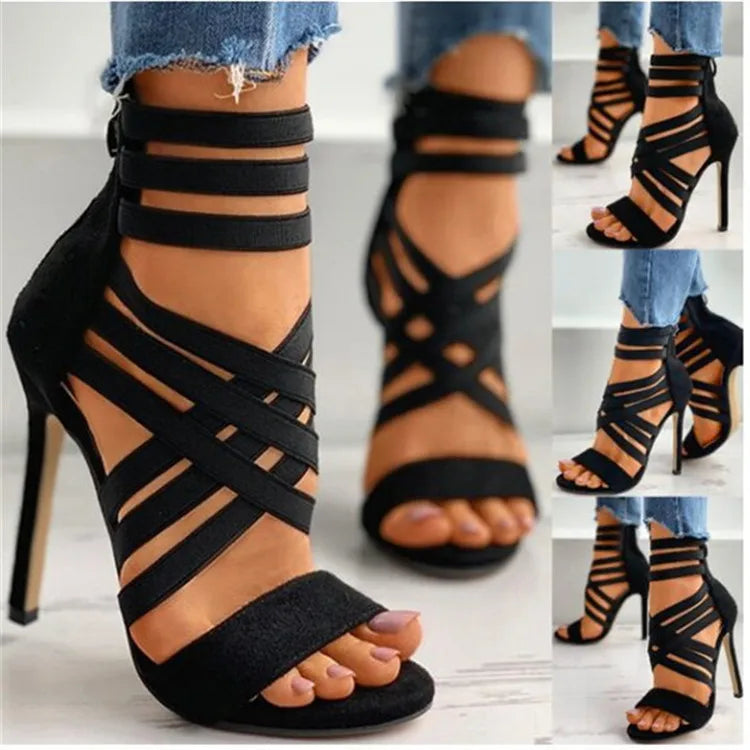 Shoes for Women Summer Pump Women High Heel Sandals Zipper Fashion High Heels Sexy Ladies Plus Size Shoes 35-43 Heels Women