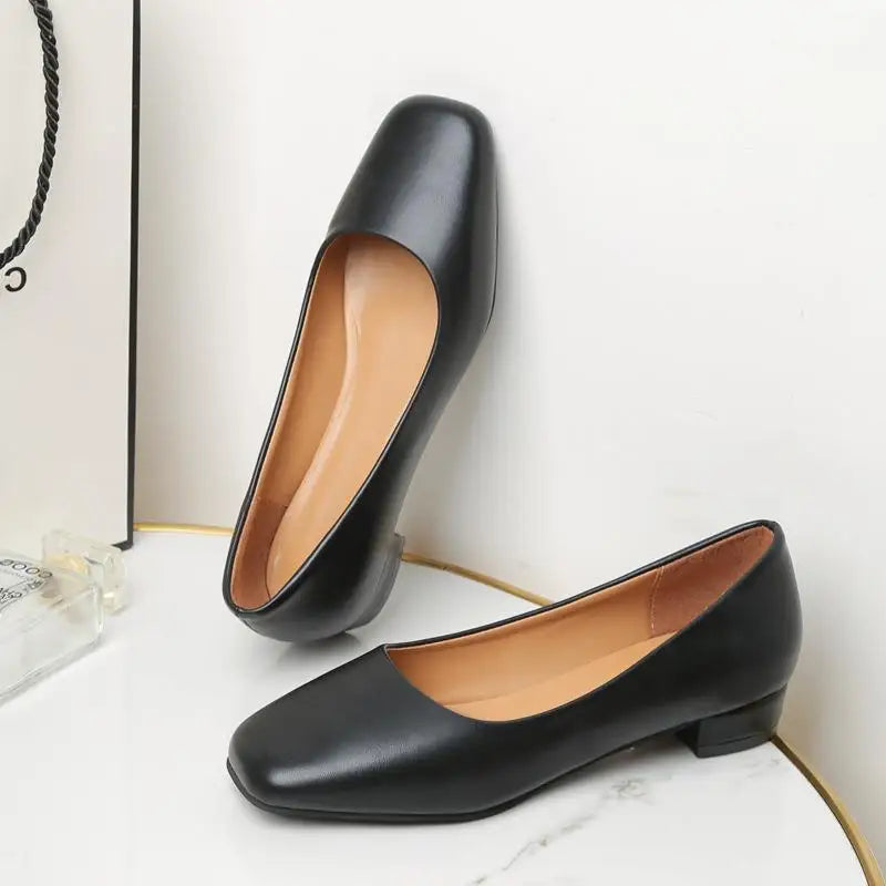 2024 Spring New Flat Women Shoes Loafers Simple Low Heels Office Work Casual Shoes Slip on Flat Footwear Ladies Square Toe Shoes