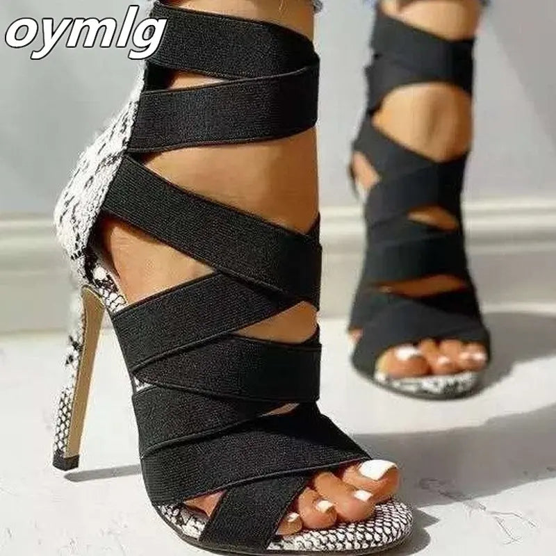 Women Sandal High Heels Gladiator Ankle Strap Sandals 2020 Summer Ladies Party Pumps Shoes Sandalia Feminina Big Size